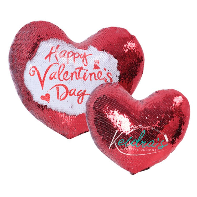 Heart shaped sequin pillow