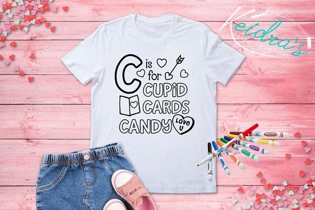 Valentine’s Day coloring kids shirts w washable markers