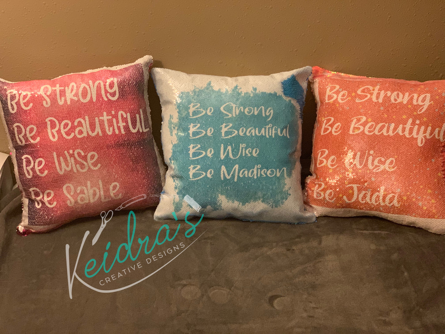 Custom sequin pillow