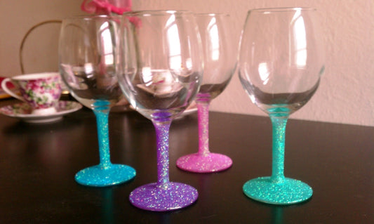 Glitter bottom wine glass