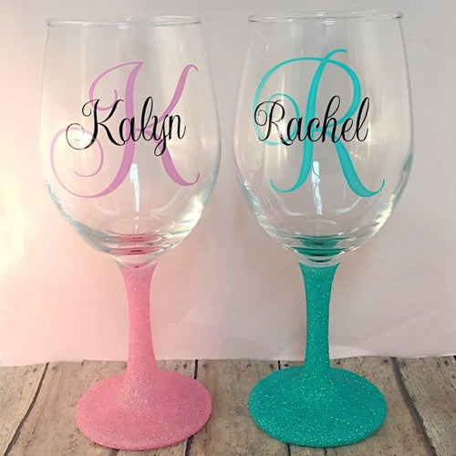 Glitter bottom wine glass